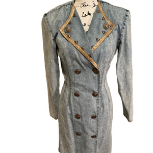 QS International Vintage Military style Denim Dress Size 7/8